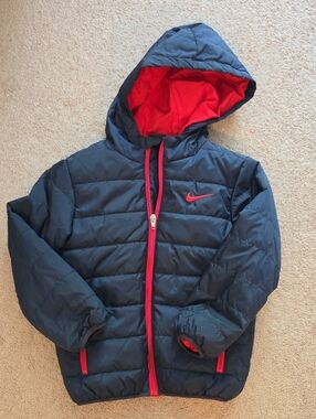 Nike Navy Puffer Jacket with Red Accents for Kids 7